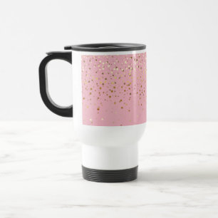 Petite Golden Stars Travel Coffee Mug-Pink Mug