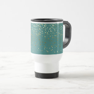Petite Golden Stars Travel Coffee Mug-Teal Travel Mug