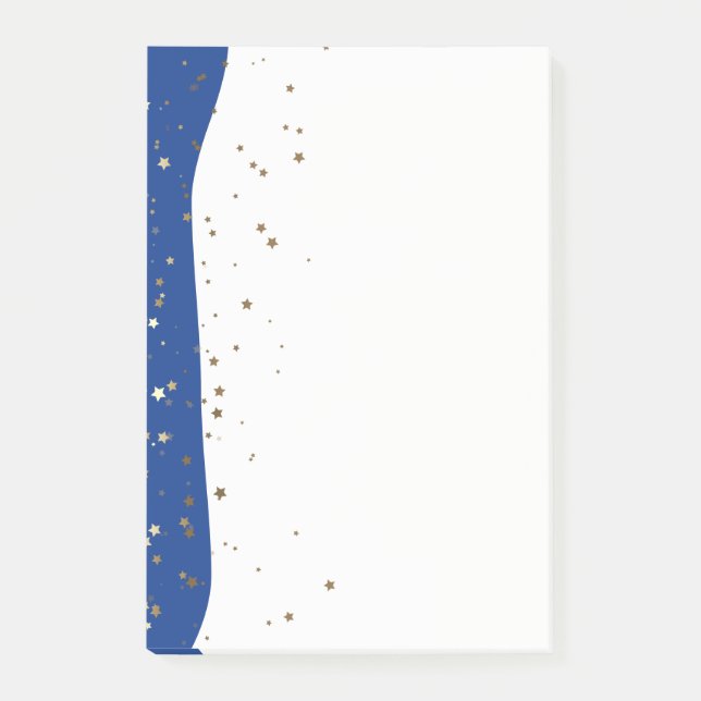 Petite Golden Stars Wave Post-it-Notes-Blue Post-it Notes (Front)