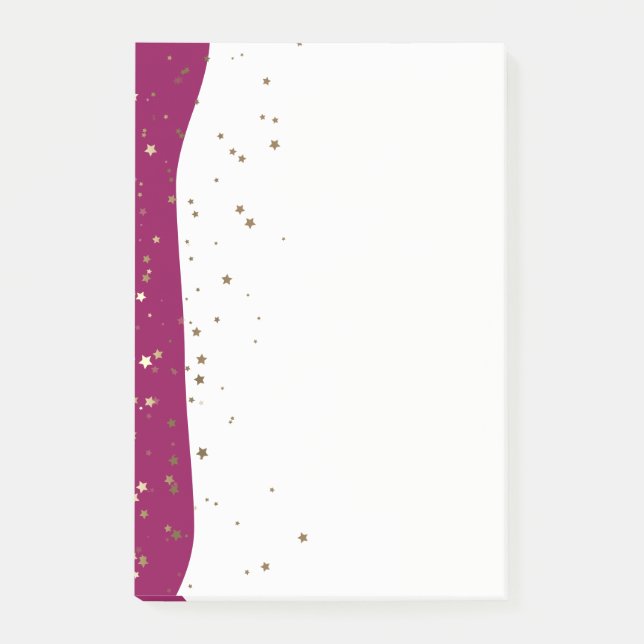 Petite Golden Stars Wave Post-it-Notes-Raspberry Post-it Notes (Front)