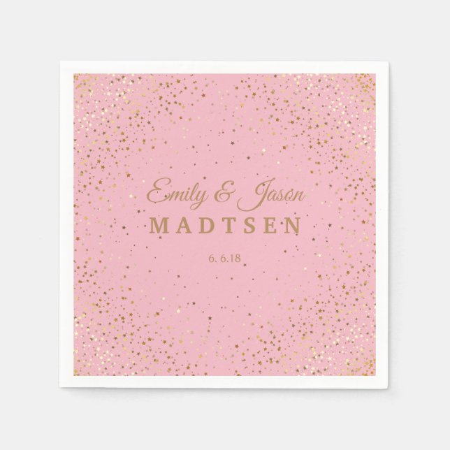 Petite Golden Stars Wedding Paper Napkins (Front)