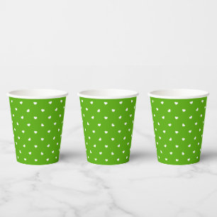 Petite Hearts on Bright Green  Paper Cups