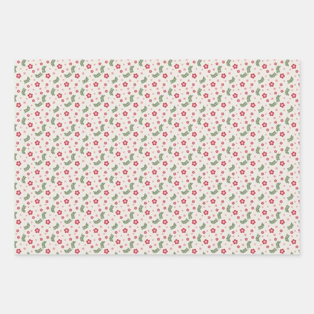 Petite Holiday Flowers - Wrapping Paper Sheets  (Front)