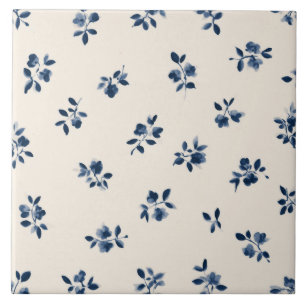 Petite Indigo Botanical Sprigs Tile