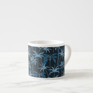 Petite Oasis: Botanical Palm Fine-Line Navy Espresso Cup