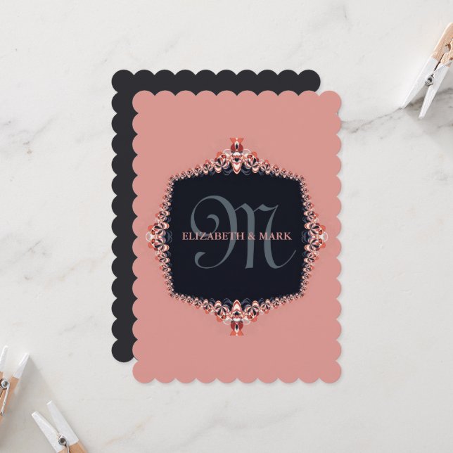 Petite Orchid Pink Monogram Wedding Invitation (Front/Back In Situ)