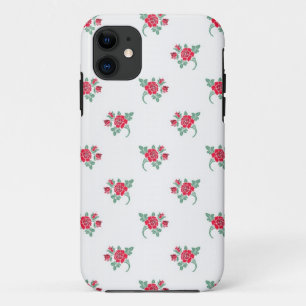 Petite Red Roses on White Pattern iPhone 11 Case