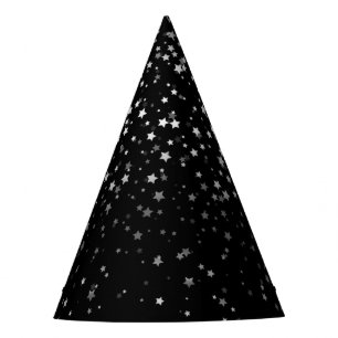 Petite Silver-Grey Stars Party Hat-Black Hat