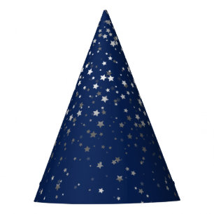 Petite Silver-Grey Stars Party Hat-Midnight Blue Hat
