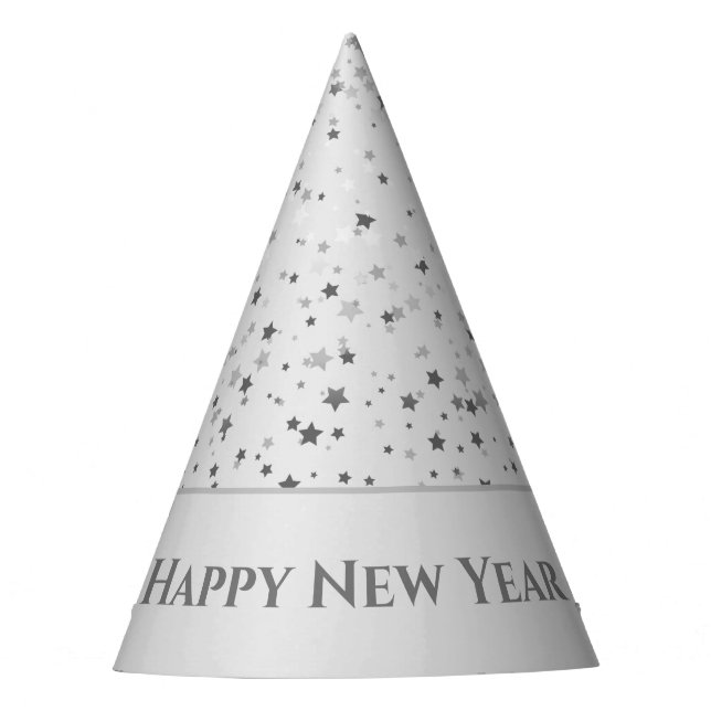 Petite Silver Stars Happy New Year Party Hat (Front)