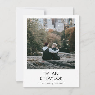 Petite Simple Modern Bold Name Framed 2-Photo  Save The Date