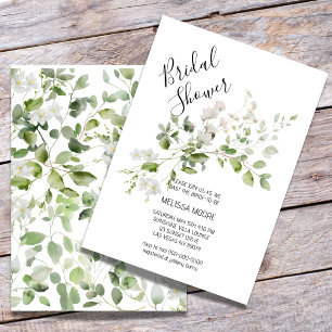 Petite White Floral Bridal Shower Invitation