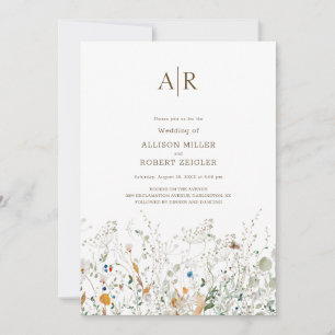 Petite Wildflower Monogram Wedding Invitation