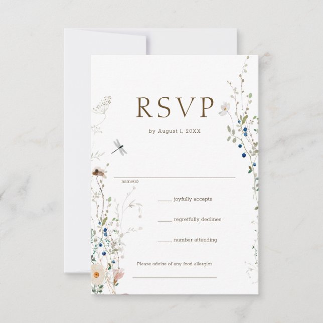 Petite Wildflower Wedding RSVP  Card (Front)