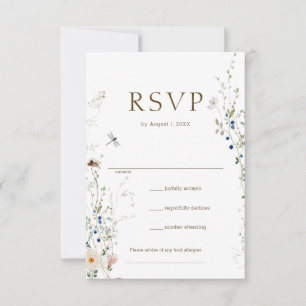 Petite Wildflower Wedding RSVP  Card