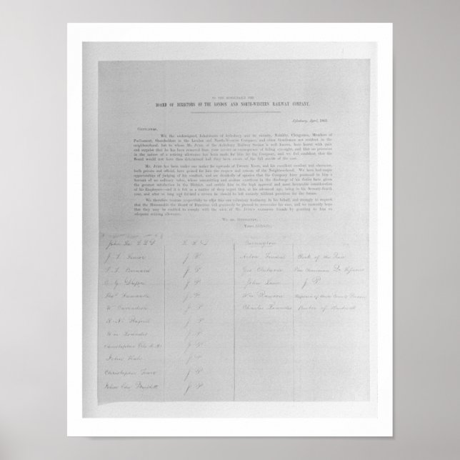 Petition to the Directors of the London and North- Poster (Front)