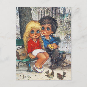 Petits Poulbots sur un banc Postcard