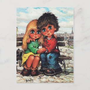 Petits Poulbots sur un banc Postcard