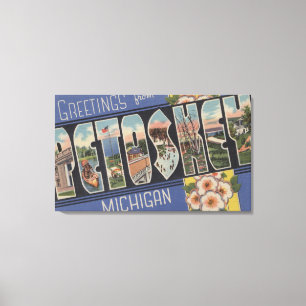 Petoskey, Michigan - Large Letter Scenes Canvas Print