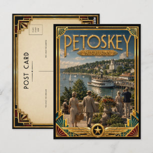 Petoskey Michigan Vintage Art Deco Golden Age Postcard