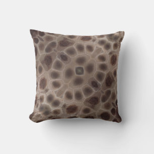 Petoskey Stone brown fossil pattern Cushion