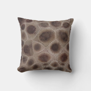 Petoskey Stone, Great Lake State, fossil pattern Cushion