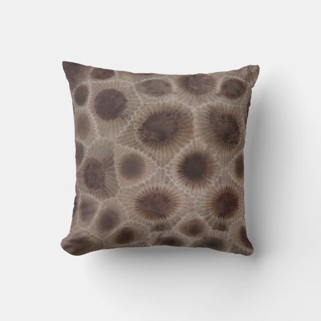 Petoskey Stone, Great Lake State, fossil pattern  Cushion (Front)