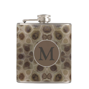 Petoskey Stone, Great Lake State, fossil pattern Hip Flask