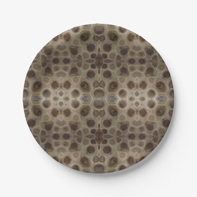 Petoskey Stone michigan state stone fossil Paper Plate (Front)