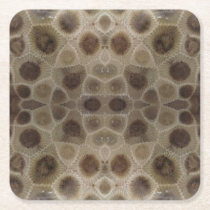 Petoskey Stone michigan state stone fossil Square Paper Coaster