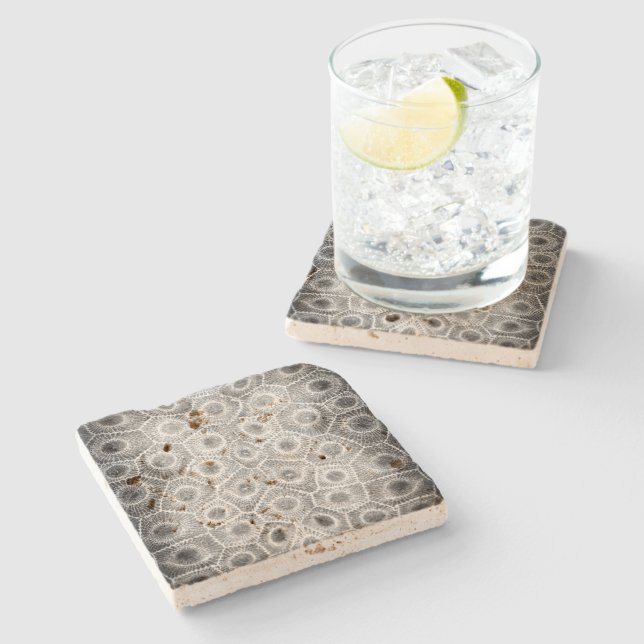 Petoskey Stone Pattern Stone Coaster (Side)