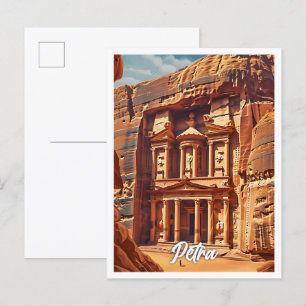 Petra Jordan Artistic Travel Illustration Postcard