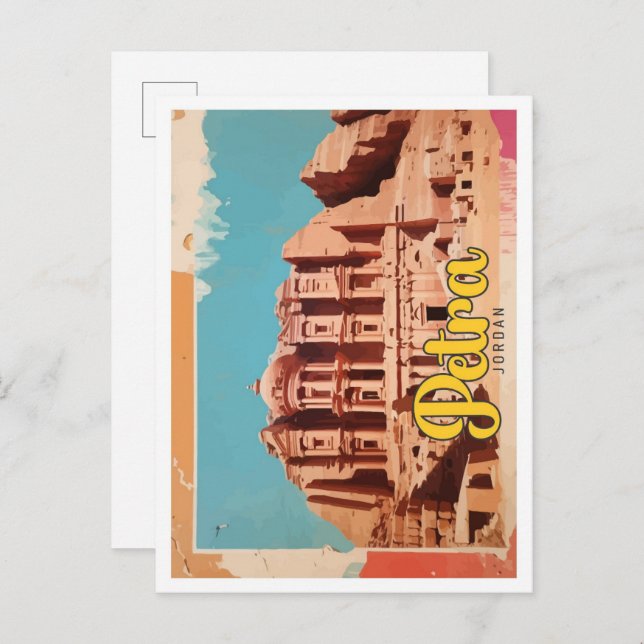 Petra Jordan Pop Art Travel Illustration Postcard (Front/Back)