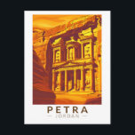 Petra Jordan Sunset Travel Art Vintage Postcard<br><div class="desc">Petra vector artwork. Petra is a famous archaeological site in Jordan's southwestern desert. Dating to around 300 B.C.,  it was the capital of the Nabatean Kingdom.</div>