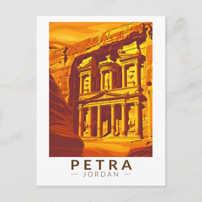 Petra Jordan Sunset Travel Art Vintage Postcard (Front)