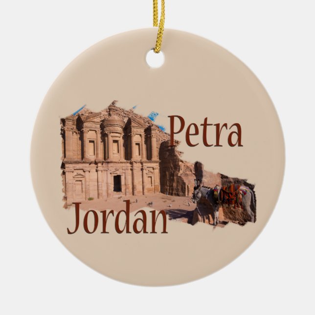 Petra, Jordan: The Monastery Ceramic Tree Decoration (Front)