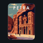 Petra Jordan Travel Art Vintage Magnet<br><div class="desc">Petra vector artwork. Petra is a famous archaeological site in Jordan's southwestern desert. Dating to around 300 B.C.,  it was the capital of the Nabatean Kingdom.</div>