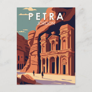 Petra Jordan Travel Art Vintage Postcard