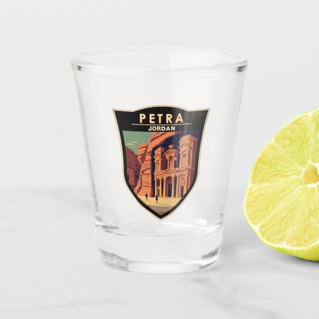 Petra Jordan Travel Art Vintage Shot Glass (Front)