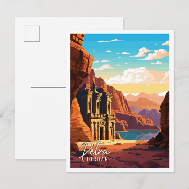 Petra Jordan vintage travel illustration Postcard (Front/Back)