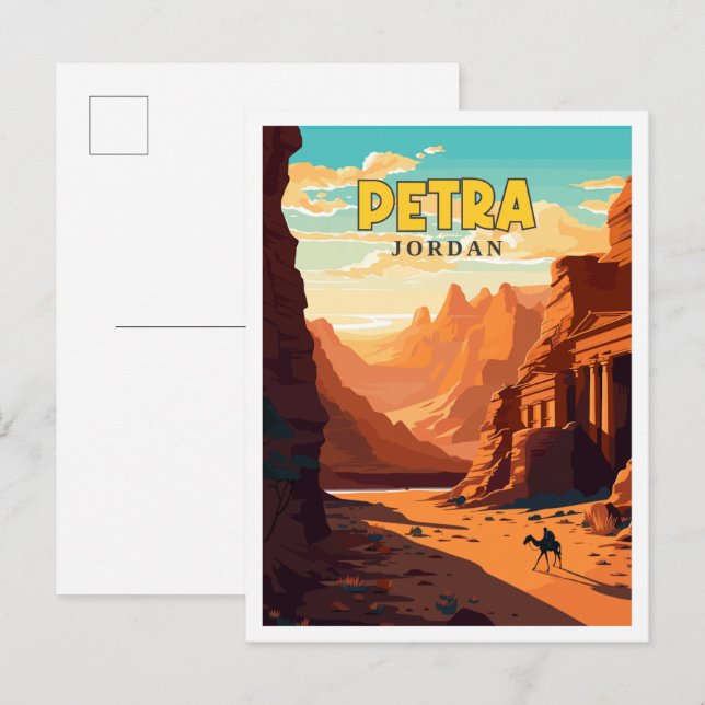 Petra Jordan vintage travel illustration Postcard (Front/Back)