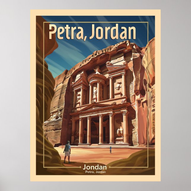 Petra, Jordan Vintage Travel Poster (Front)