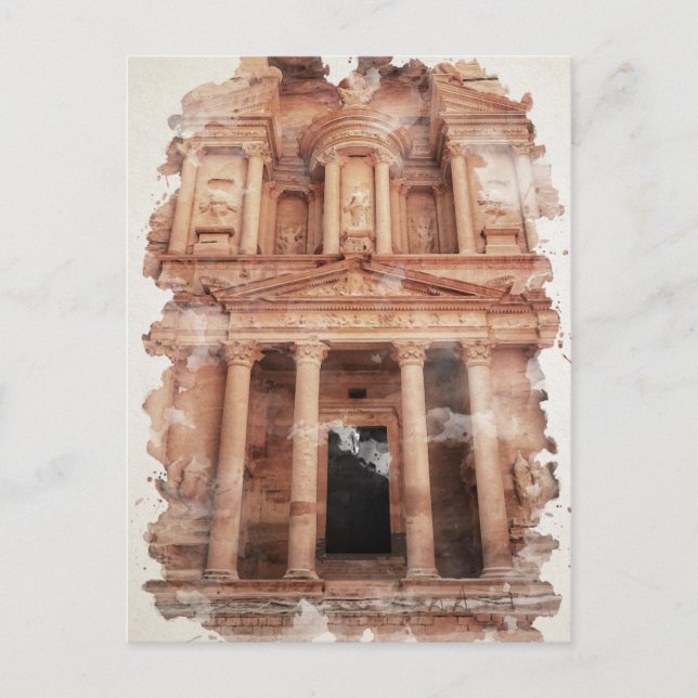 Petra Jordan Watercolor Art Postcard (Front)