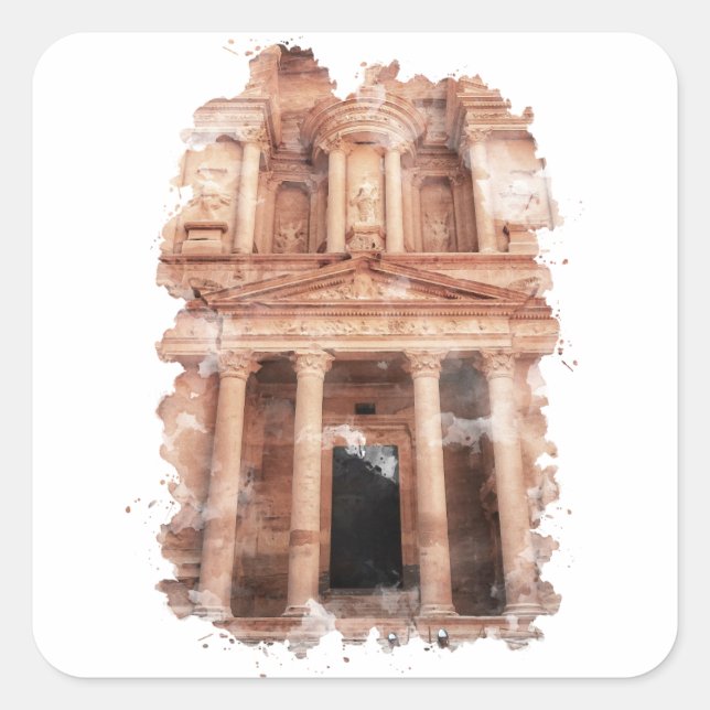 Petra Jordan Watercolor Art  Square Sticker (Front)