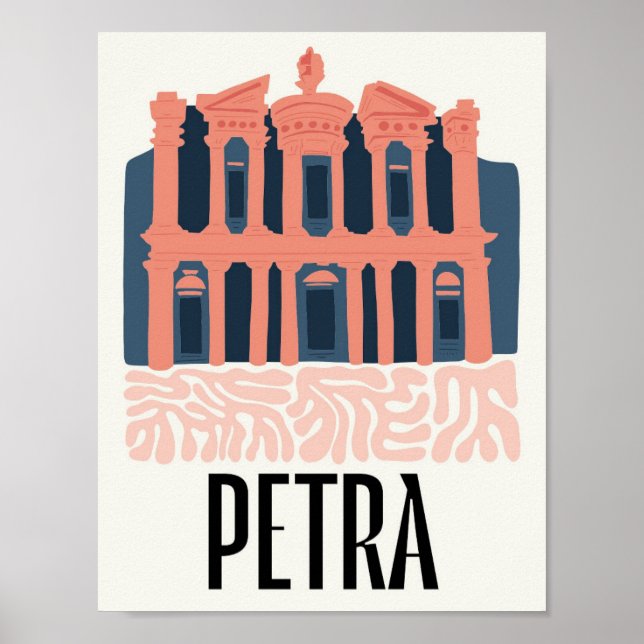 Petra Jordania abstract travel floral art Poster (Front)