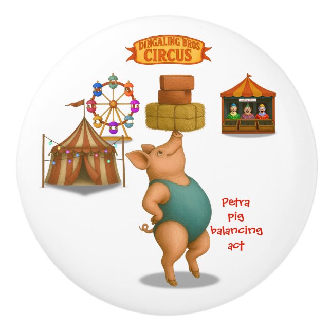 Petra pig balancing act ceramic knob (Front)