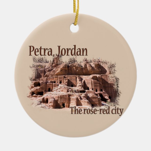 Petra: Rose Red City Ceramic Tree Decoration (Front)