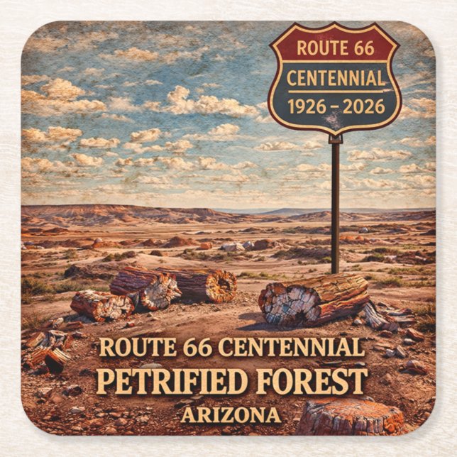 Petrified Forest Arizona Centennial Anniversary Square Paper Coaster (Front)