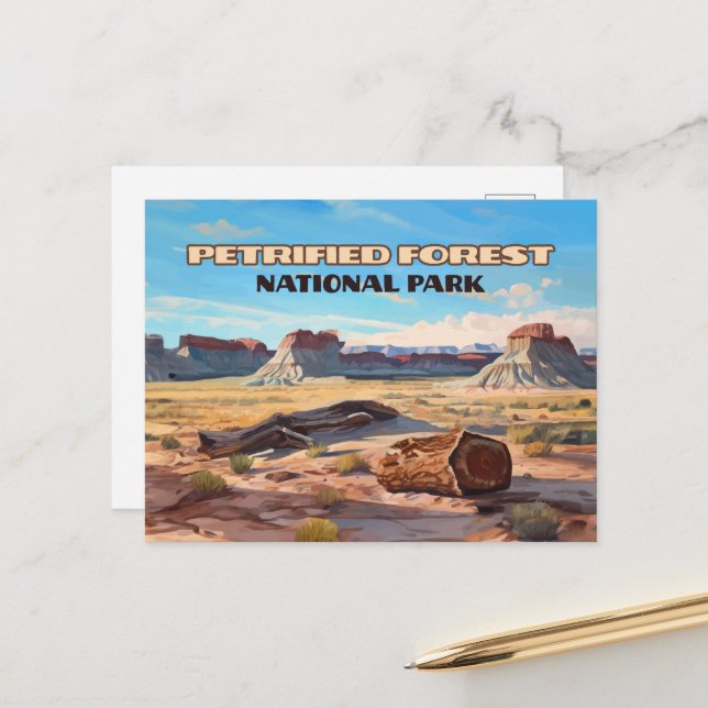 Petrified Forest National Park Arizona Desert  Postcard (Front/Back In Situ)