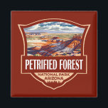 Petrified Forest National Park Illustration Retro  Magnet<br><div class="desc">Petrified Forest vector artwork design. The park is in northeastern Arizona and has large deposits of petrified wood.</div>